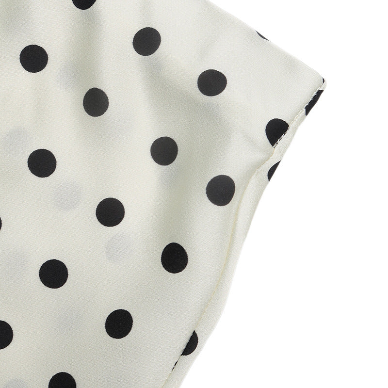 Polka Dot Satin Midi Skirt Mermaid Hem A Line