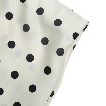 Polka Dot Satin Midi Skirt Mermaid Hem A Line