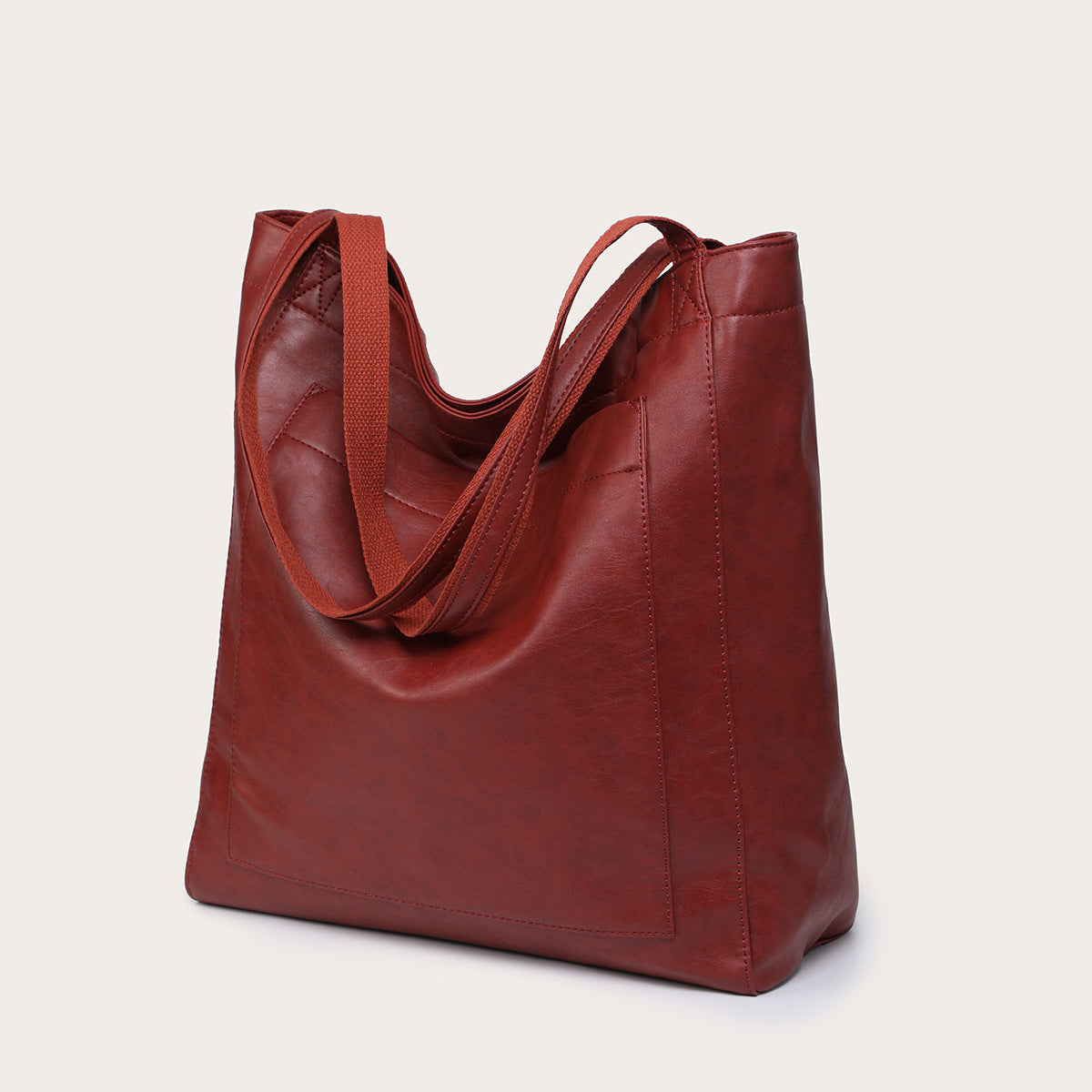 Vintage Soft Leather Tote Bag with Pocket Large Capacity