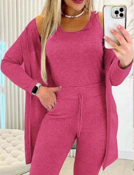 Women's 3 Piece Lounge Set Cardigan Pants