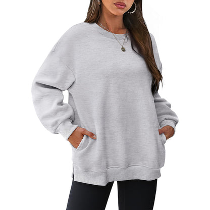 Trendy Y2K Fleece Pullover Sweatshirt – Fall/Winter Casual Top