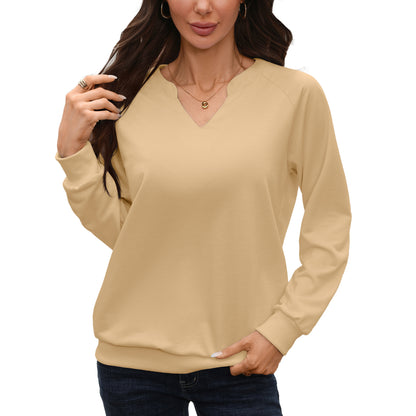 Solid V Neck Sweatshirt Oversized Ribbed Pullover