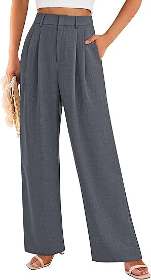 High Waist Wide Leg Trousers with Pockets