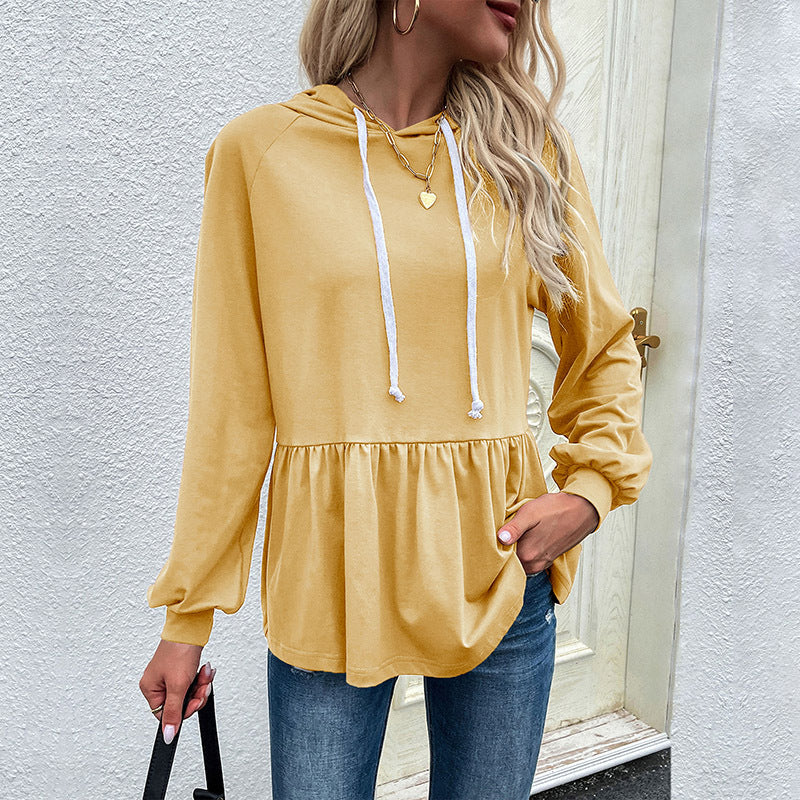 Drawstring Long Sleeve Sweatshirt Pullover