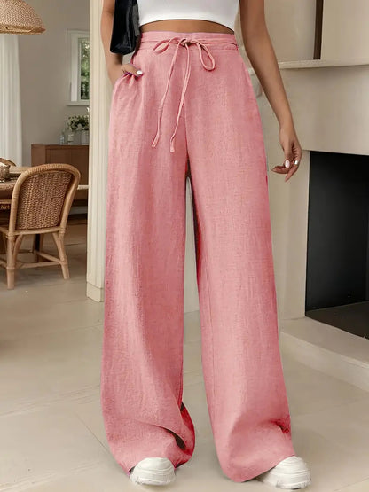 Women's Flowy High Waisted Wide Leg Casual Summer Pants