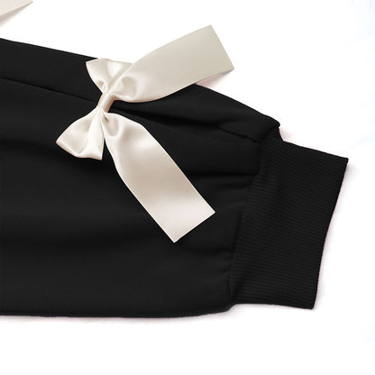 Bow Sleeve Round Neck Long Sleeve Sweatshirt