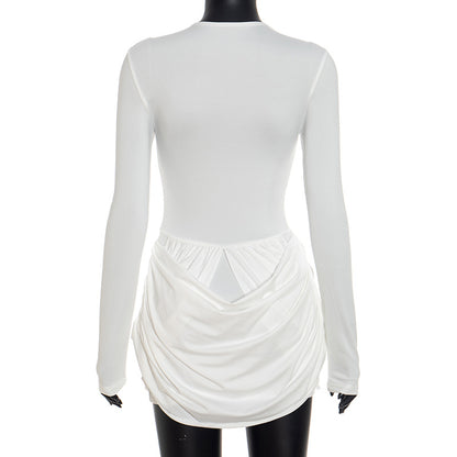 Sexy Cutout Long Sleeve Mini Dress Draped Bodycon