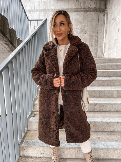 Fuzzy Teddy Coat Faux Fur Jacket Long Sleeve Outerwear