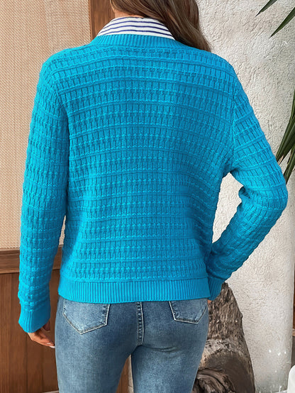 Classic Knit Button Cardigan Sweater with Textured Pattern