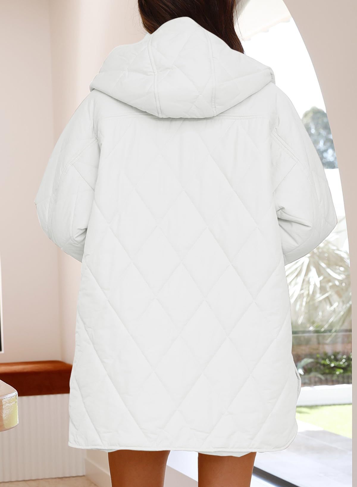 Womens Oversized Hooded Quilted Lightweight Jacket