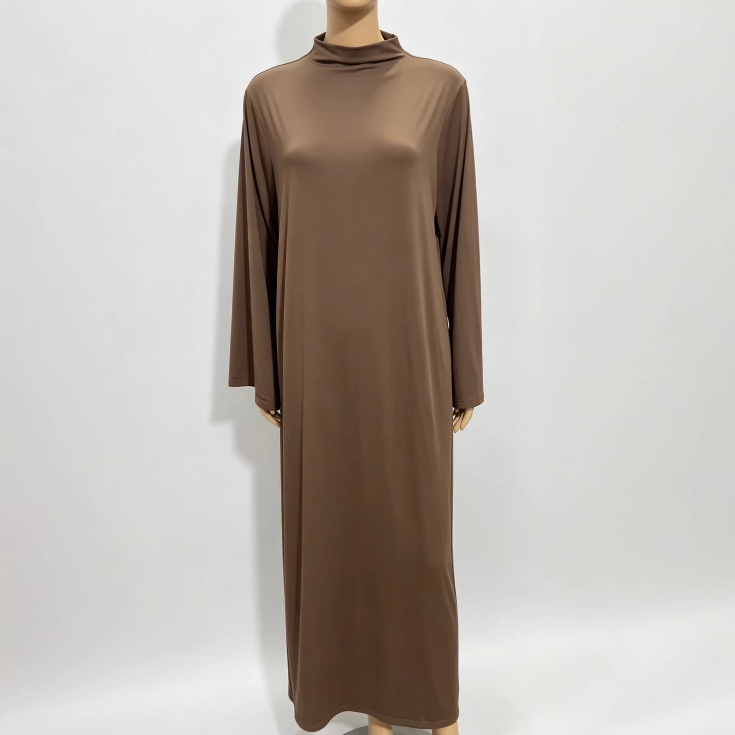 Women's Mock Neck Long Sleeve Knit Maxi Dress