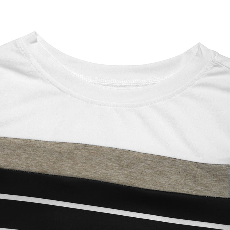 Colorblock Striped Long Sleeve Tee Casual Fall Top