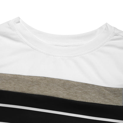 Colorblock Striped Long Sleeve Tee Casual Fall Top
