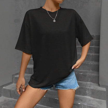 Women's Oversized Cotton Crew Neck Short Sleeve Tee