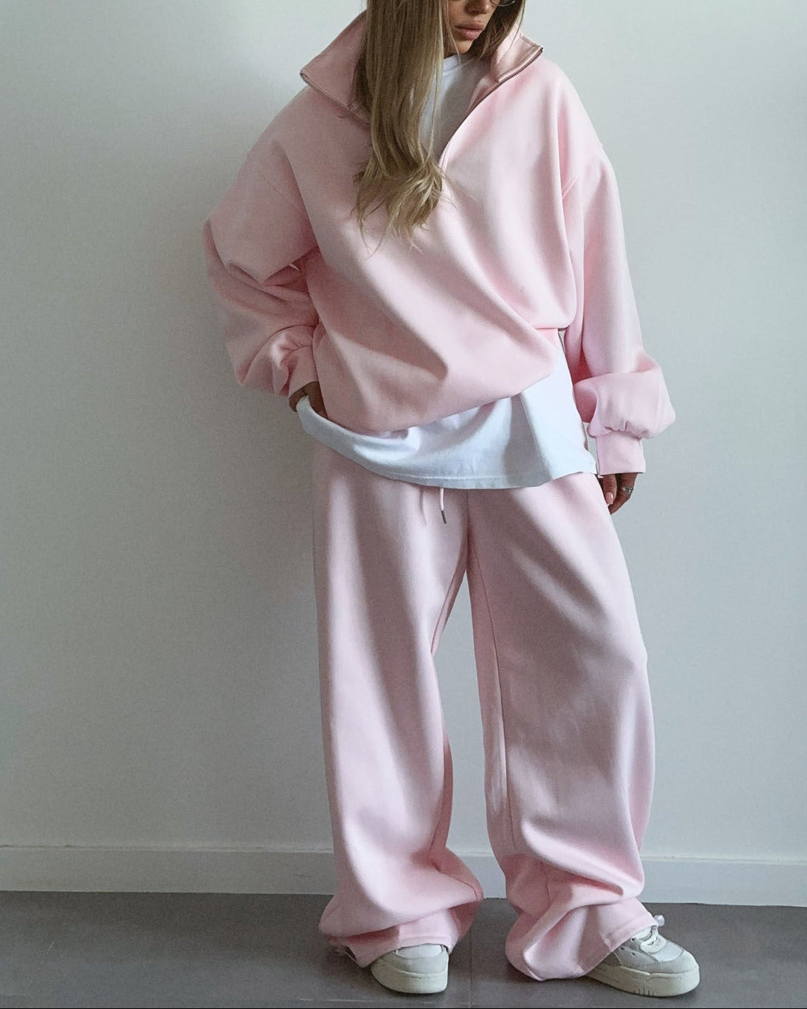 Women's Oversized Half Zip Sweatshirt Sweatpants Lounge Set