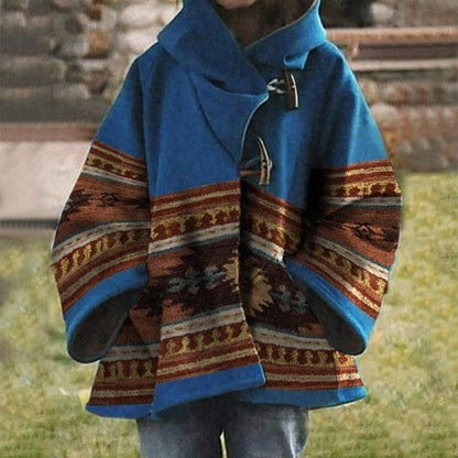 Women's Aztec Print Oversized Wool Blend Coat
