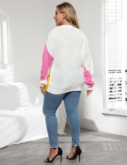 Women's Clothing Contrasting Loose Long-sleeved Casual Sweater