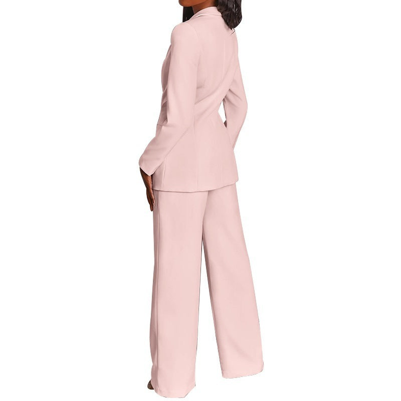 Women 2 Piece Blazer Set Wide Leg Pants Suit