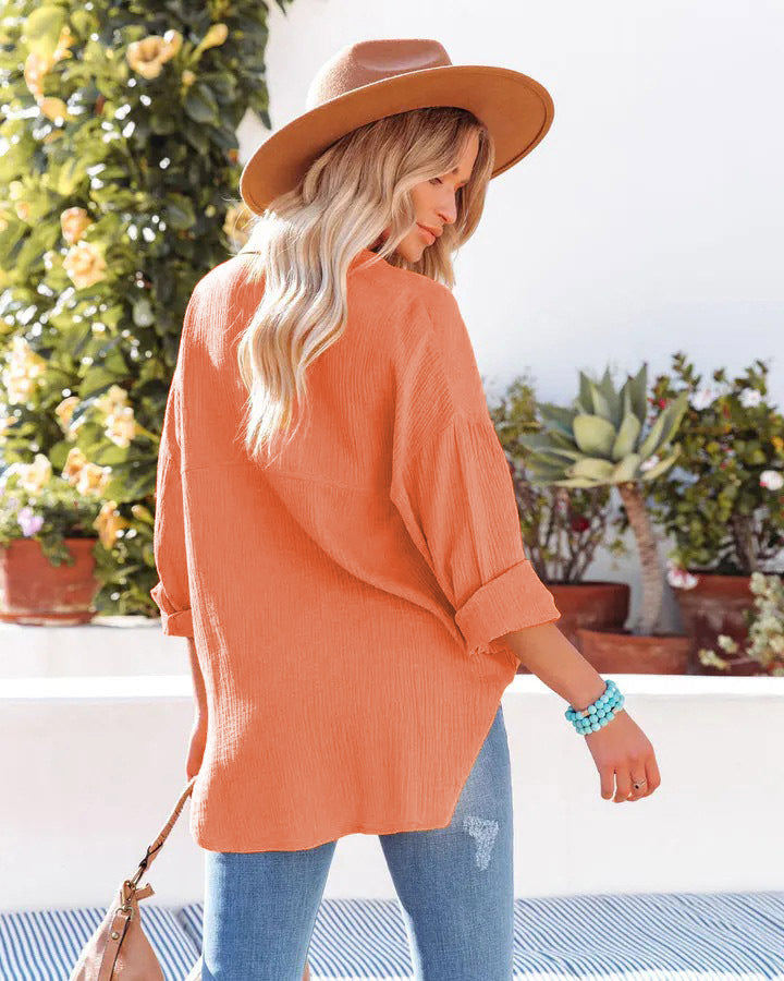 Women's Oversized Batwing Sleeve Button Down Shirt