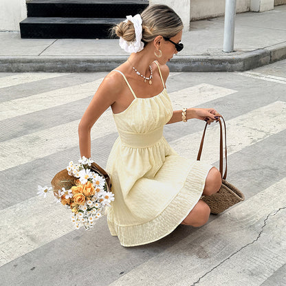 Spaghetti Strap Summer Dress Double-Layer Mini Sundress