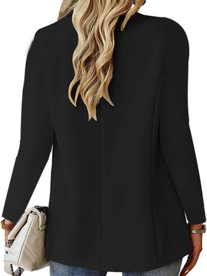 Women's Solid One Button Blazer Long Sleeve Office Jacket