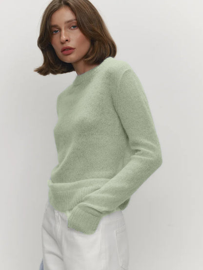 Sheer Crew Neck Lightweight Knit Pullover Sweater