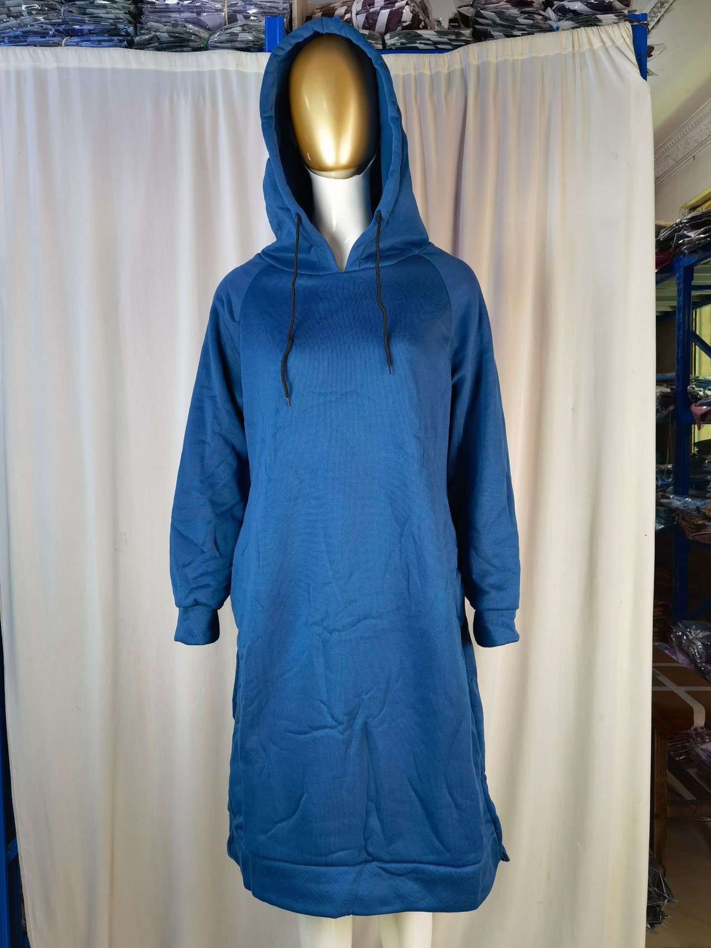 Women's Long Hoodie Dress Pocket Side Slit Sweatshirt