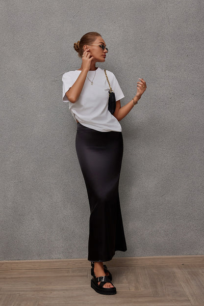 Women's Satin Bodycon Midi Skirt Mermaid Hem