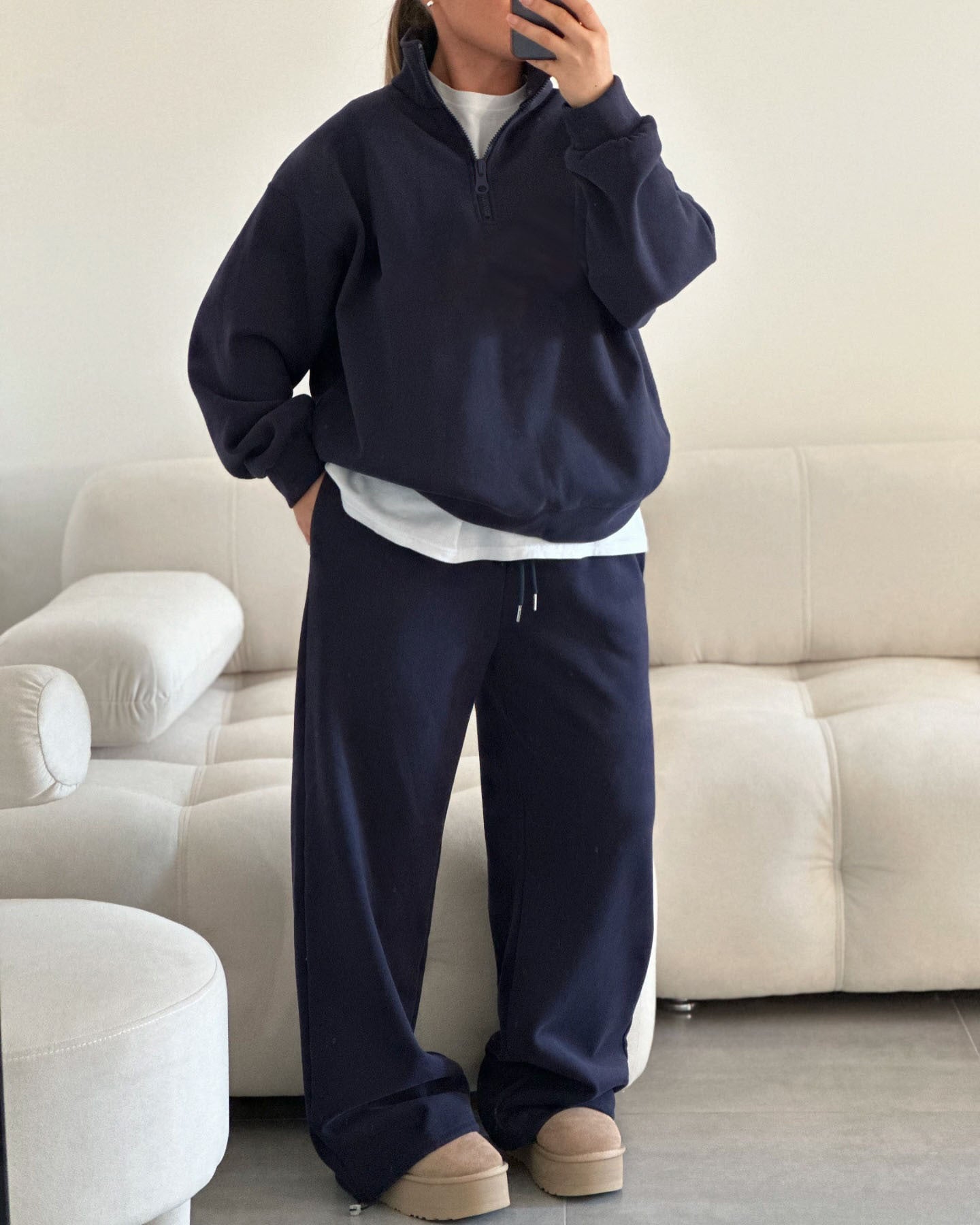 Women's Oversized Half Zip Sweatshirt Sweatpants Lounge Set