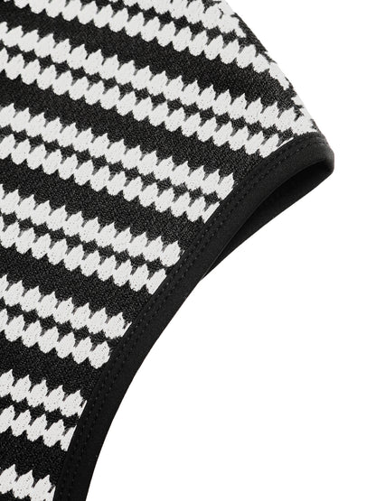 Striped Sleeveless Ribbed Knit Bodycon Maxi Dress