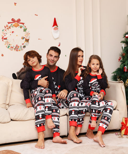 Alphabet Cartoon Snowflake Christmas Parent-child Dress Printed Pajamas