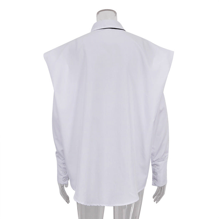 Oversized White Button Down Shirt With Tie Long Sleeve