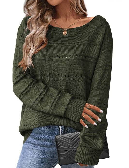 Women's Oversized Drop Shoulder Crochet Sweater