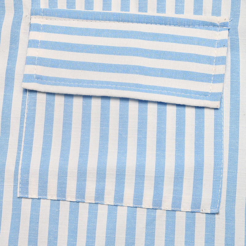 Blue Striped Oversized Button Down Shirt Long Sleeve