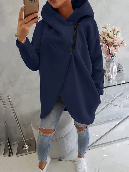Women's Oversized Fleece Zip Hoodie Sweatshirt