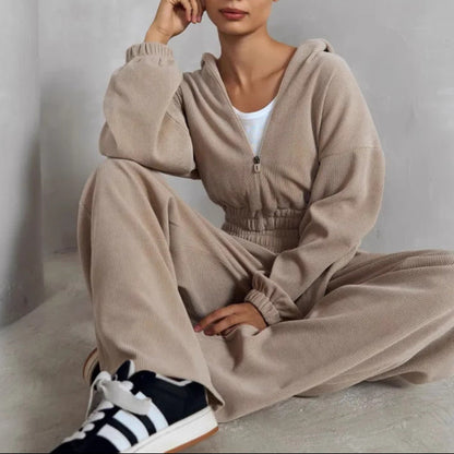 Women's 2 Piece Hoodie Wide Leg Pants Set