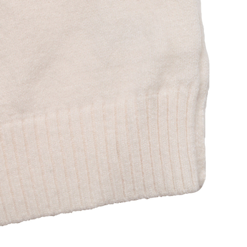 Heart Pattern Mock Neck Oversized Knit Sweater
