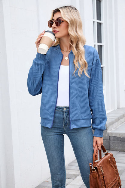 Women's Casual Zip Up Sweatshirt Jacket Long Sleeve Quilted