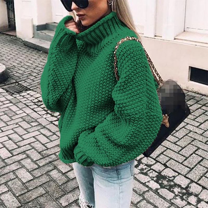 Women's Chunky Oversized Turtleneck Batwing Sweater