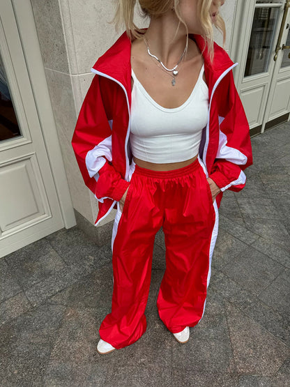 Women's Color Block Oversized Tracksuit Pants Set