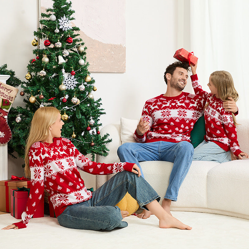 Family Matching Christmas Sweater Reindeer Knit Pullover