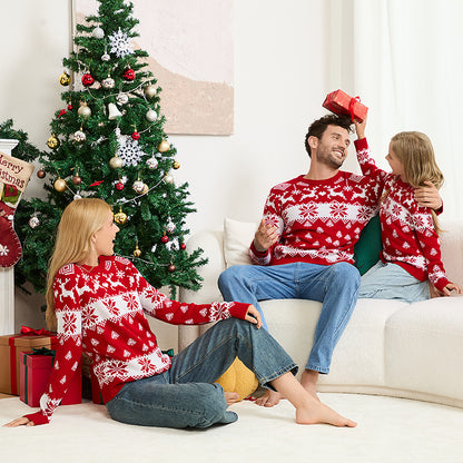 Family Matching Christmas Sweater Reindeer Knit Pullover
