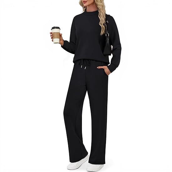 Women's Two Piece Lounge Set Wide Leg Pants Sweatshirt
