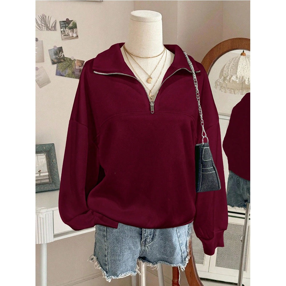 Half Zip Pullover Sweatshirt Oversized Y2K Long Sleeve