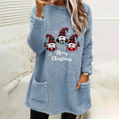 Womens Christmas Gnome Sherpa Tunic Sweatshirt