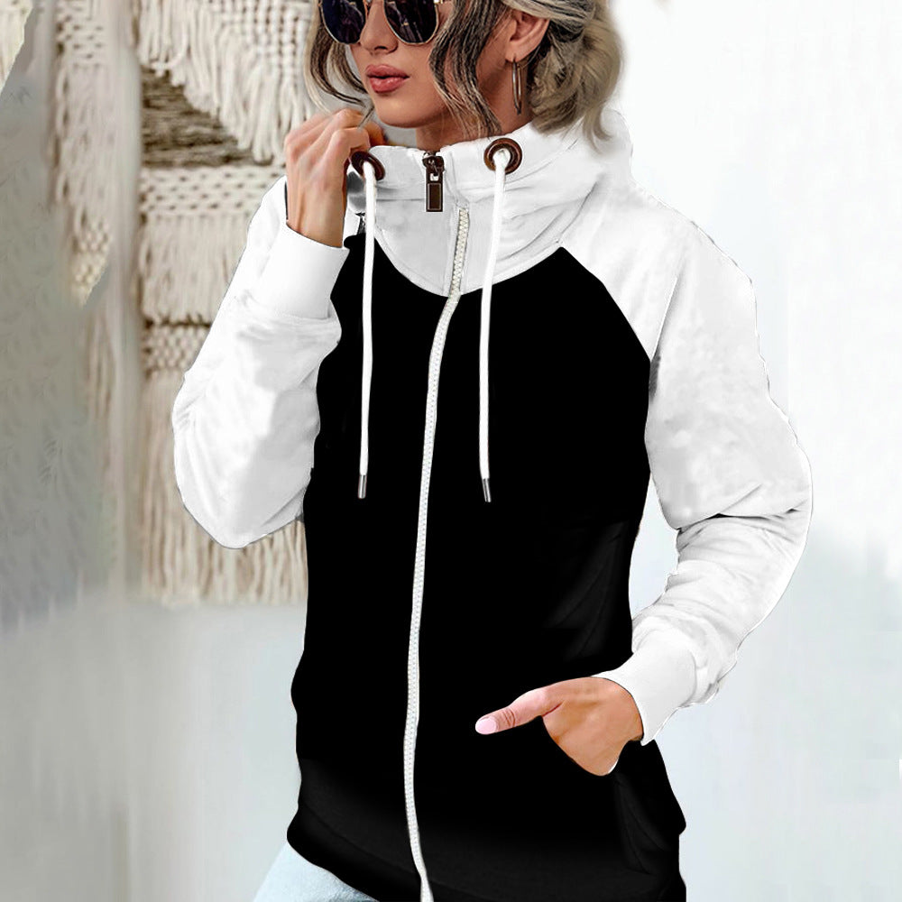 Women's Colorblock Fleece Zip Hoodie Oversized Plus Size