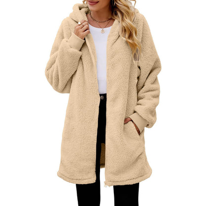 Women's Oversized Sherpa Zip Up Hooded Jacket