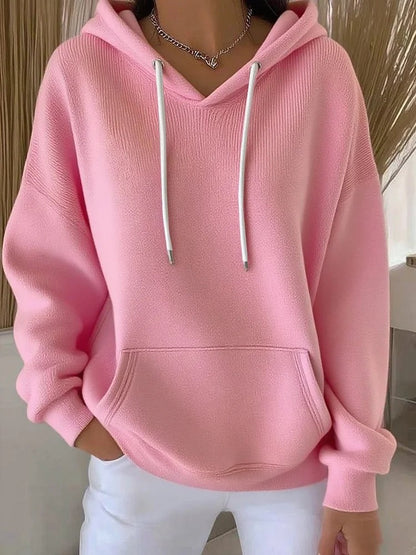 Women's Solid Drawstring Hoodie Long Sleeve Pullover