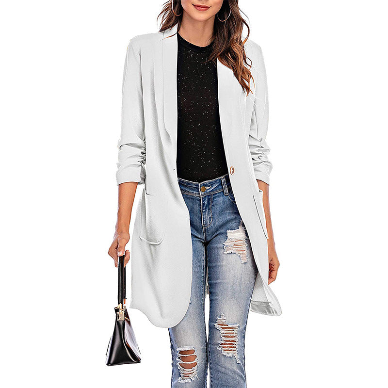 Women's 3/4 Sleeve Longline Blazer with Pockets