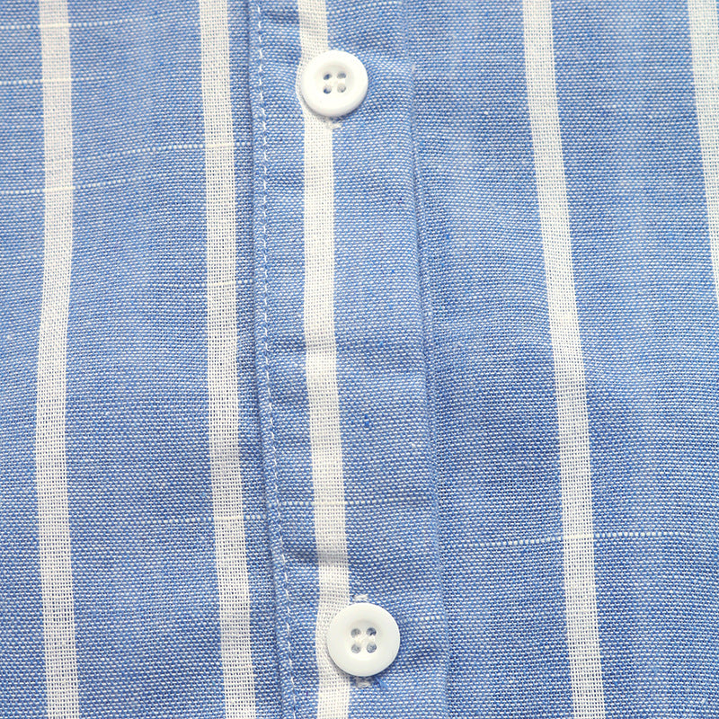 Blue Striped Button Down Shirt Oversized Resort Beach Blouse